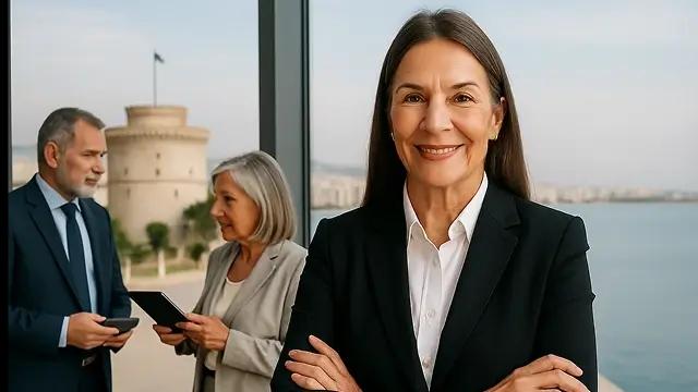 Επαγγελματίες πωλήσεων στη Θεσσαλονίκη με φόντο τον Λευκό Πύργο